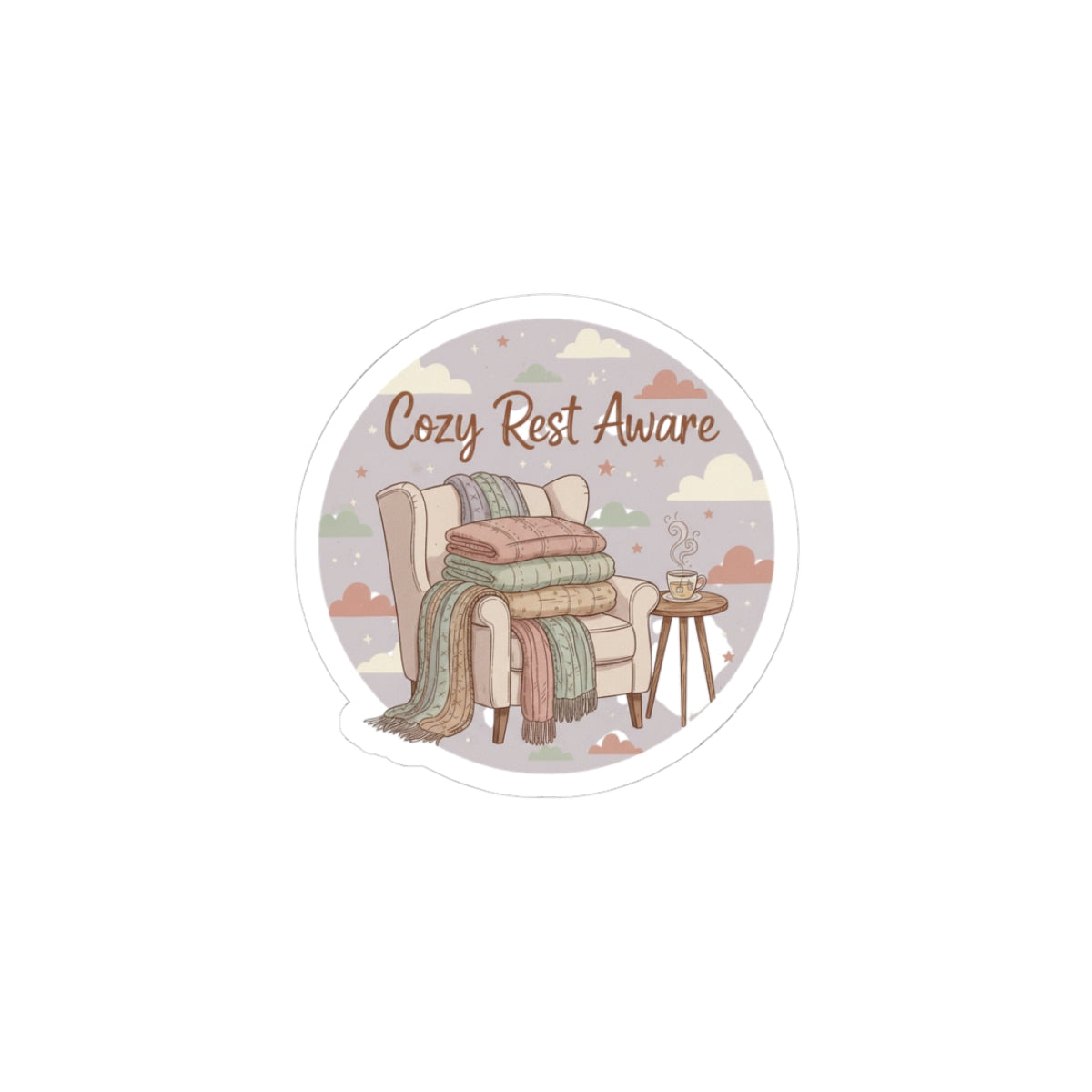 Cozy Rest Aware Sticker | Ritualized Rest, Sunday Reset, Pastel Self-Care