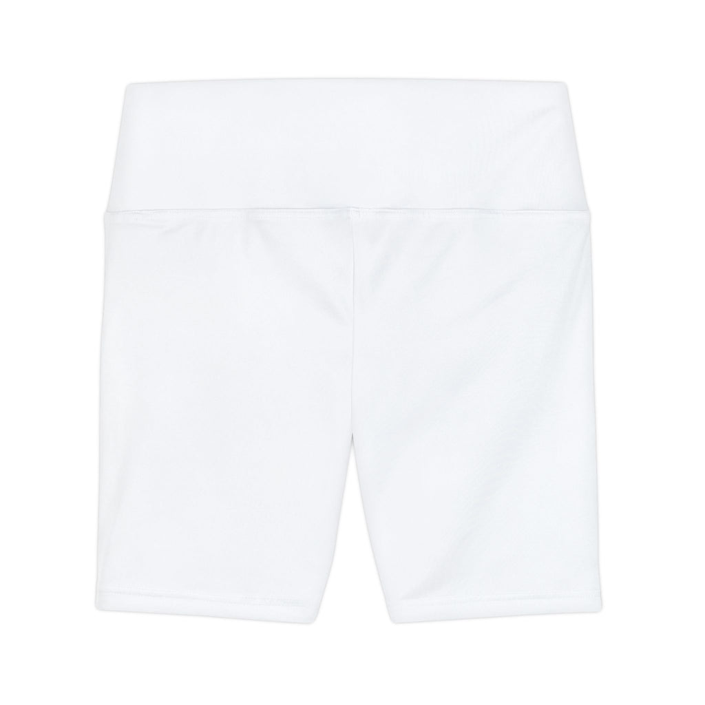 High-Waist White Biker Shorts for Fitness & Yoga