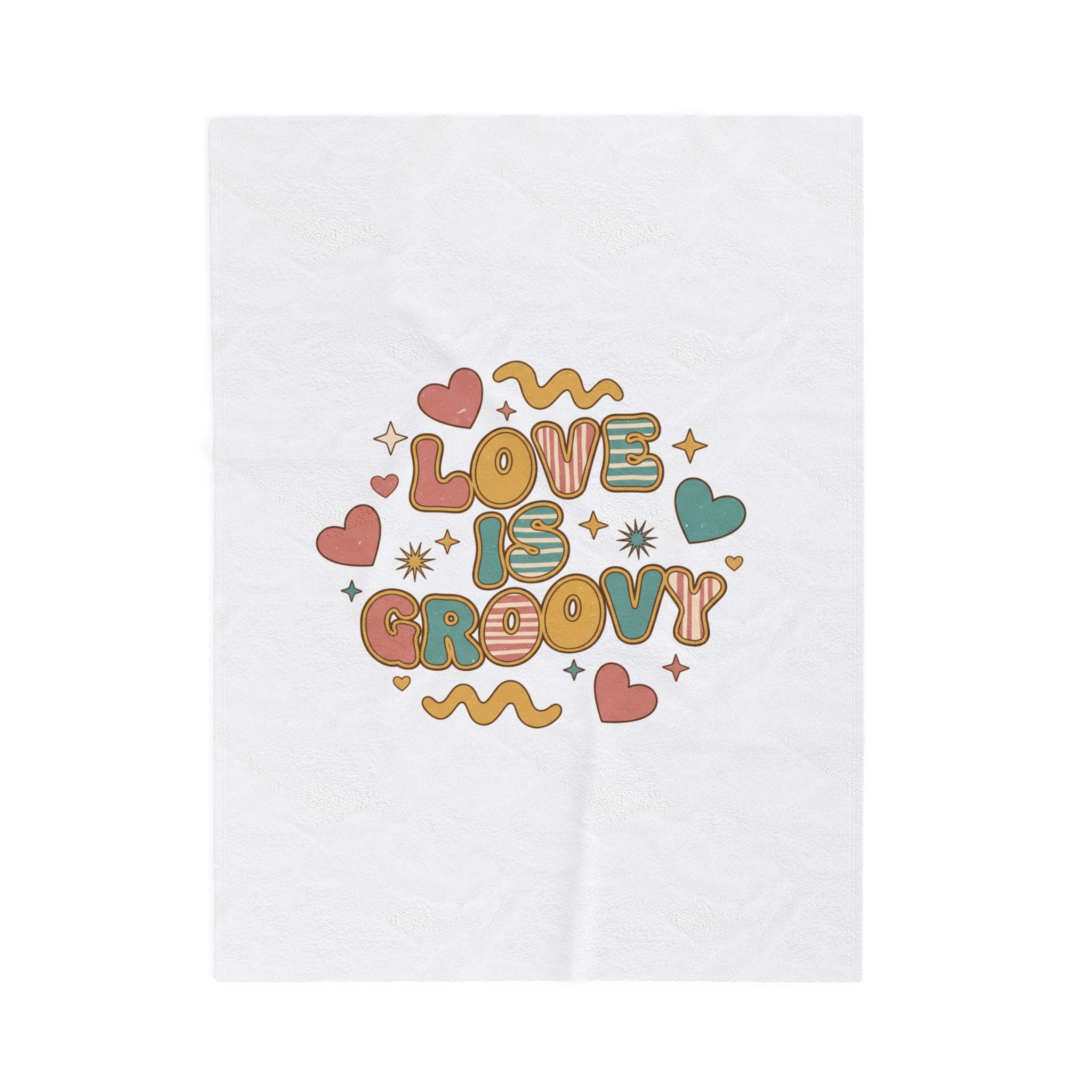 Love Is Groovy Blanket | Retro Valentine 70s Bubble Font, Vintage Romance
