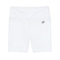 High-Waist White Biker Shorts for Fitness & Yoga