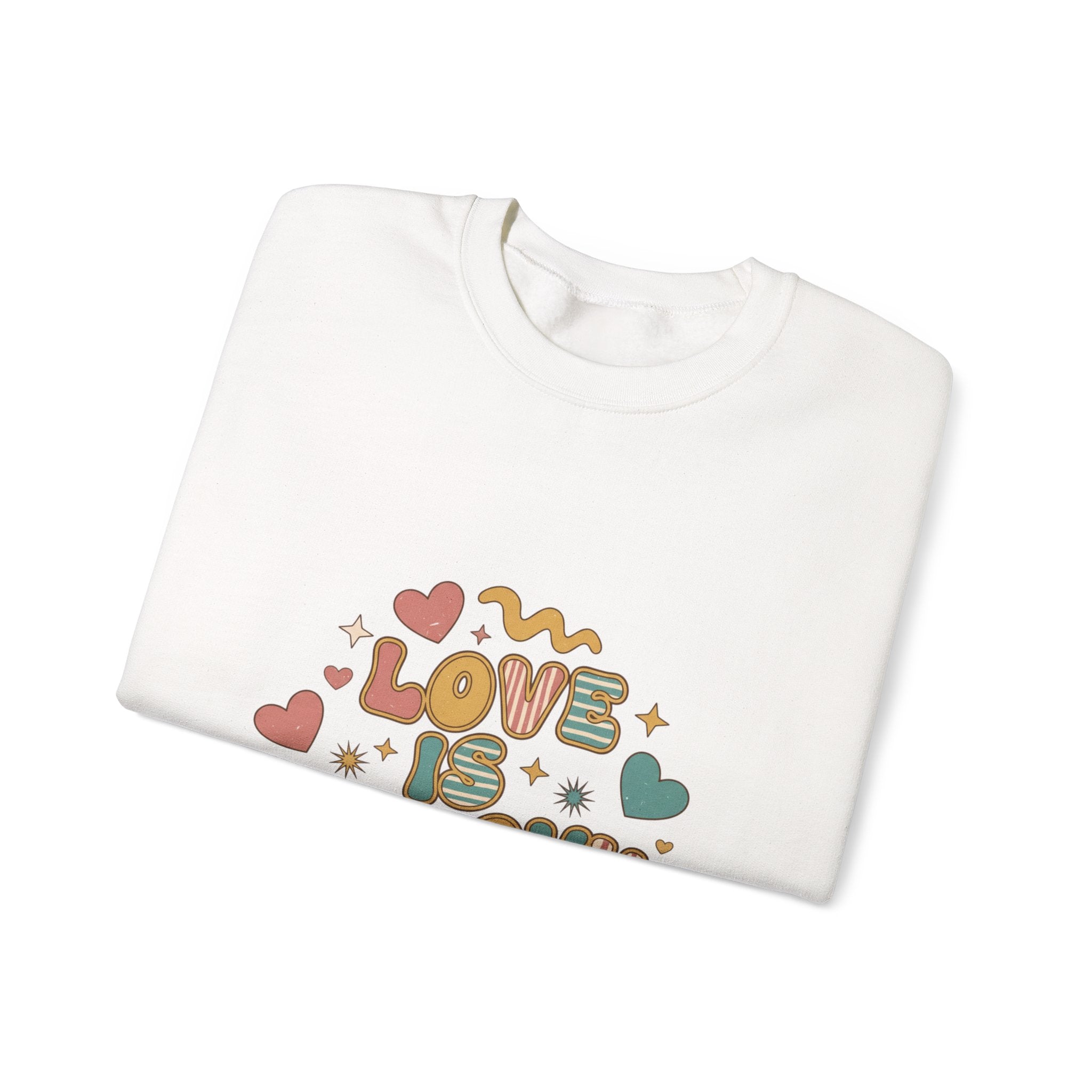 Love Is Groovy Crewneck Sweatshirt | Retro Valentine 70s Bubble Font