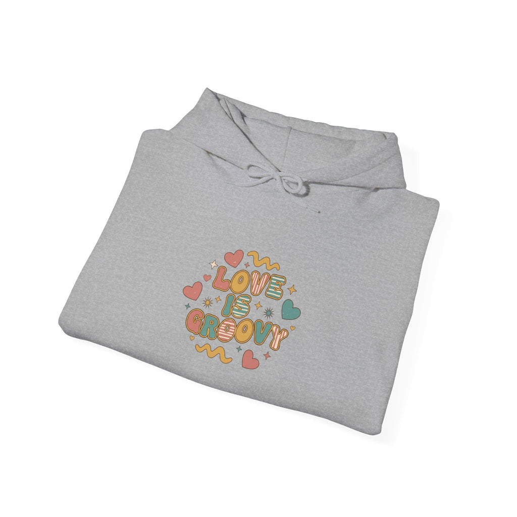 Retro Valentine 'Love Grows' Hoodie | 70s Bubble Font, dusty rose mustard teal