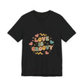 Love Is Groovy T-Shirt | Retro Valentine 70s Bubble Font, Dusty Rose Teal